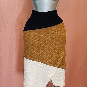 HD in Paris Colorblock Pencil Skirt - Black, Mustard, White